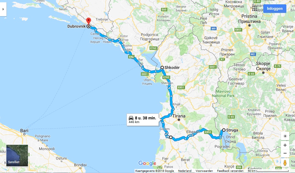 Route naar Dubrovnik